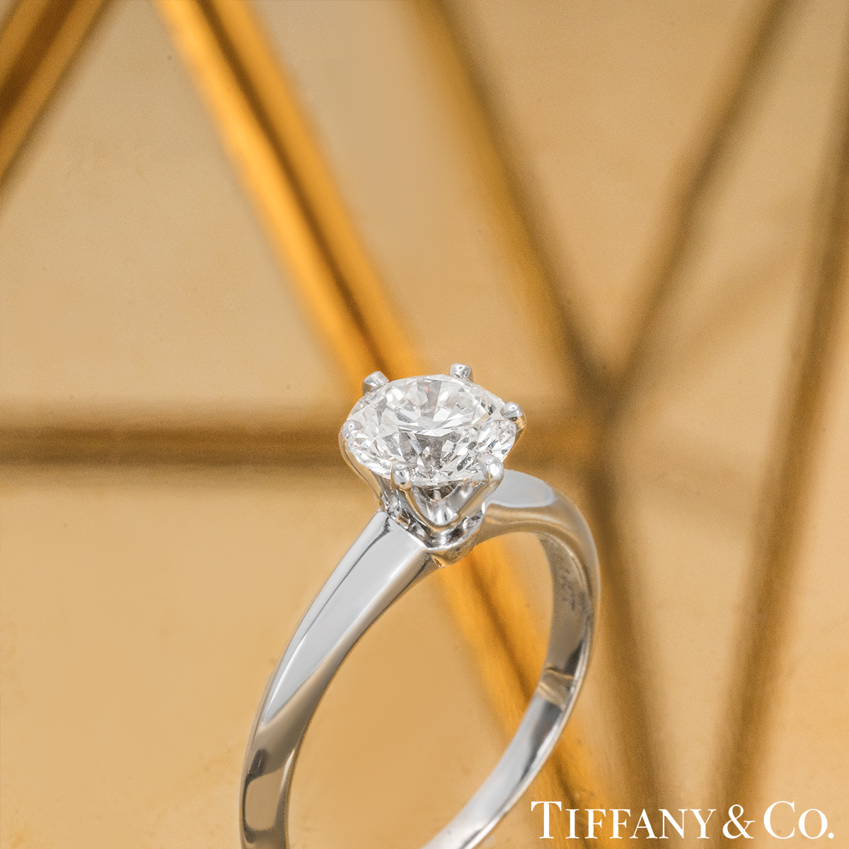 Tiffany & Co. Platinum Round Brilliant Cut Diamond Setting Ring 1.14ct H/VVS1
